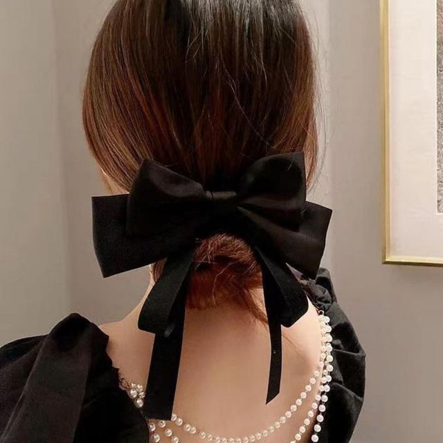 왕리본 여자 헤어삔 파티룩 실크 리본핀 머리핀