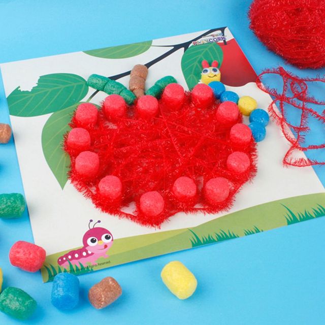 스트링아트 키트 사과와 애벌레, 아이 DIY 만들기