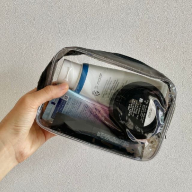 17x11 휴대용 사각 PVC 투명 파우치 지퍼 이너백 보관