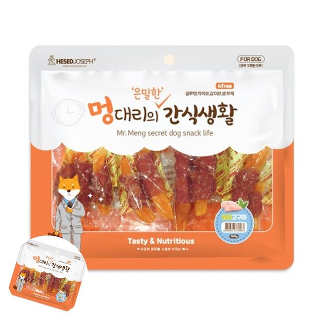 강아지영양간식 노령견간식 강아지 멍대리의 은밀한 간식생활 오리고구마 300g