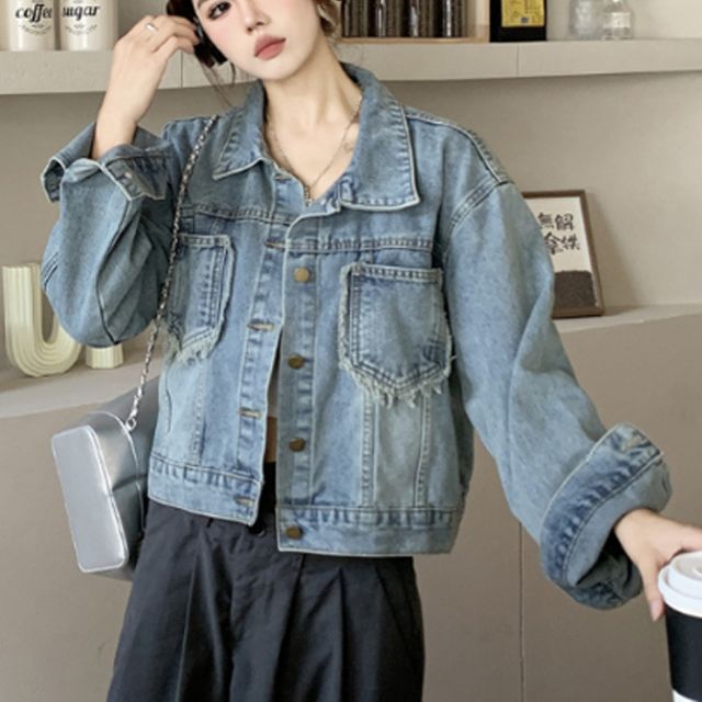 여성 캐주얼 빅포켓 청자켓 블루 1P 간절기 데님 자켓