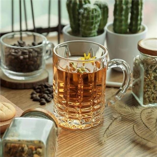 유리 맥주 잔 손잡이 맥주 잔 크리스탈 레트로 아이스 홈카페 투명 고블렛