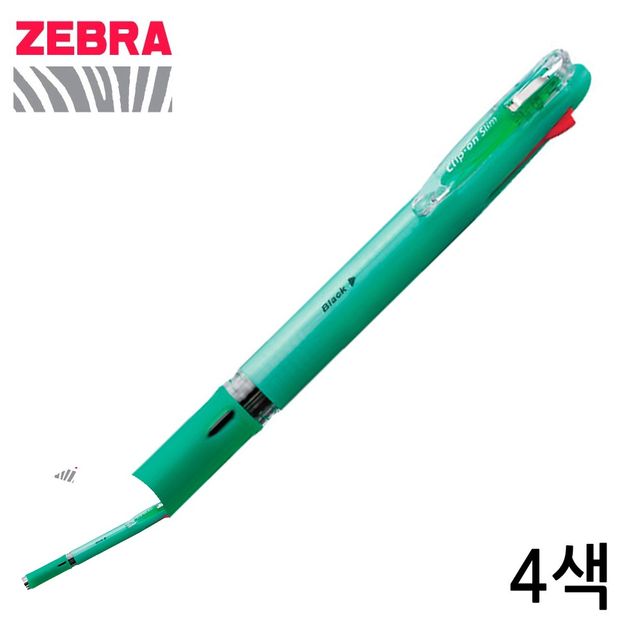 종이볼펜 고급펜 파스텔그린 클립온 슬림4C 4색 볼펜 0.7