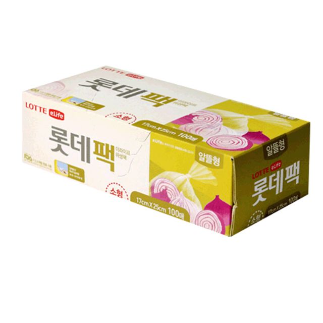 혜명몰 롯데팩(알뜰형)17x25x100매 투명비닐팩 냉동보관팩 음식보관팩 위생팩 일회용비닐팩