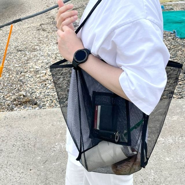 더블 메쉬 숄더백 블랙