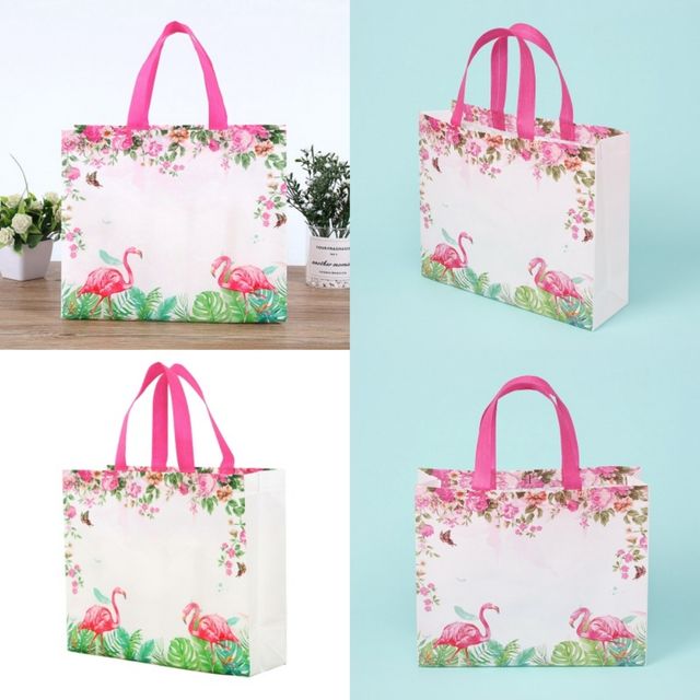 플라밍고 부직포 가방 32x27cm 다회용백 시장바구니