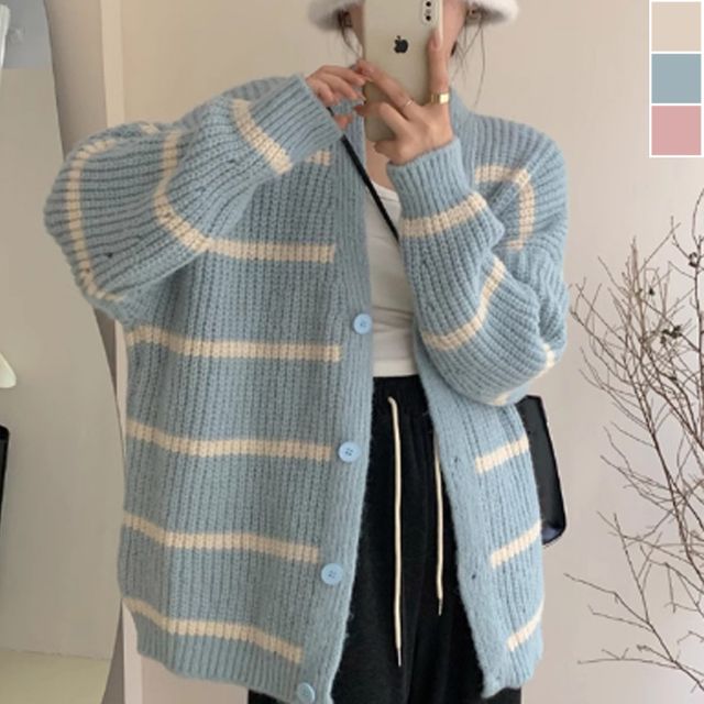 여성 단가라 롱니트 가디건 1P 봄가을 데일리 스웨터