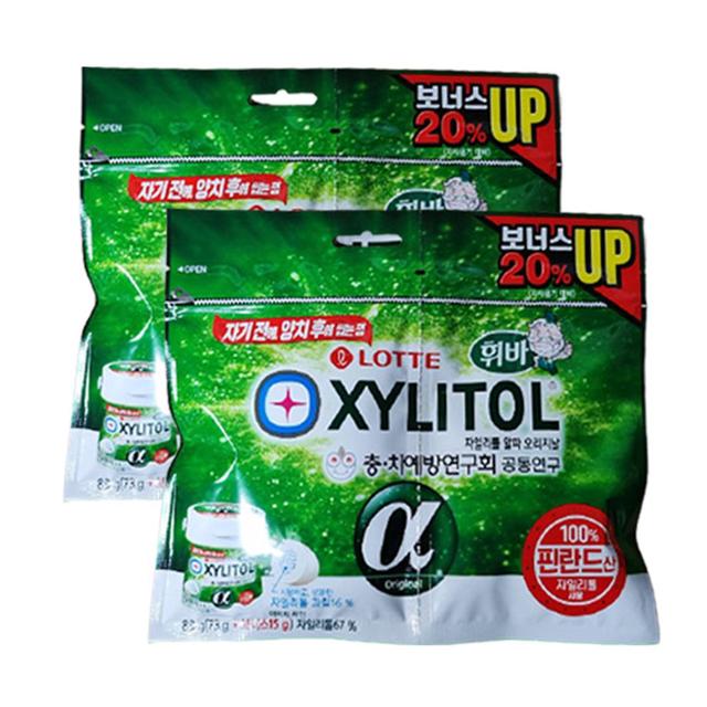 롯데 자일리톨 알파 리필 88g 2개 간식 츄잉 껌