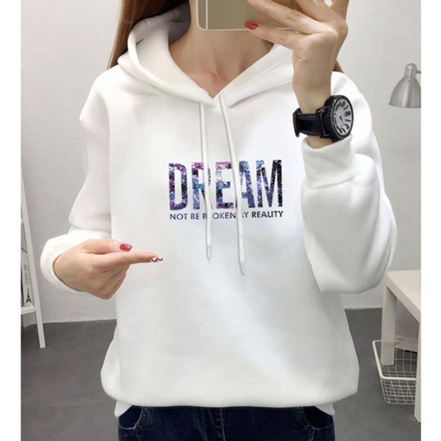 여성 루즈핏 기모 후드티 1P 캐주얼 겨울 긴팔 티셔츠