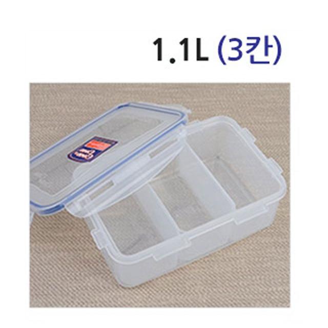 3칸 분리형 밀폐 용기 도시락통 사각 나눔 반찬통