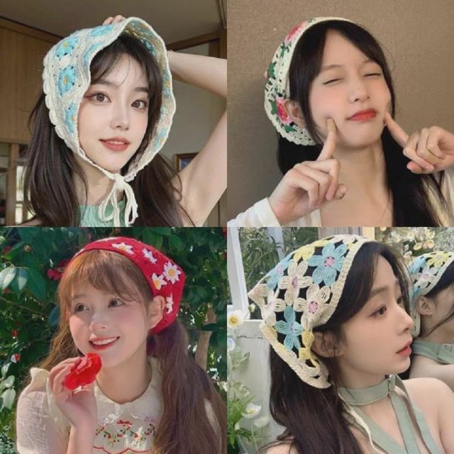 데이지 플라워 두건 여성 스카프 삼각두건 KK922