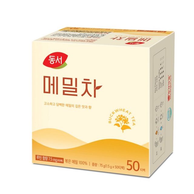 동서 메밀차 1.5gx50T - 깔끔하고 고소한 국내산 메밀 건강 차