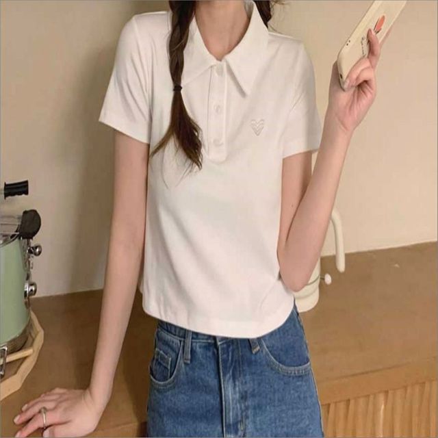 반팔 6컬러 카라넥 여자 크롭티 여름 기본 티셔츠