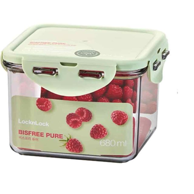 밀폐용기 680ml 정사각 사각밀폐용기 이유식용품 곡물통 밀페용기