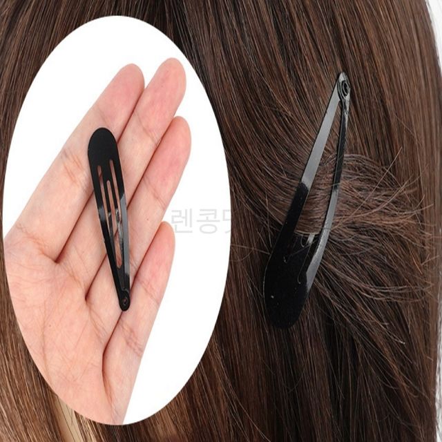 여아 아기 똑딱핀 12개입 블랙 머리핀 세트