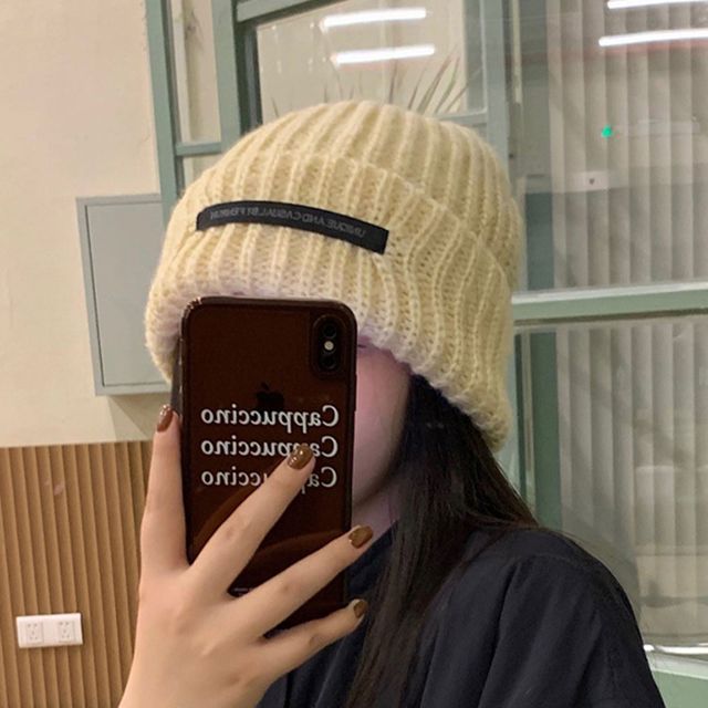 꽈배기 패턴 롱비니 남녀공용 레터링 포인트 겨울모자