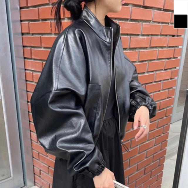 여성 오버핏 라이더 가죽자켓 1P 벌룬 레더 재킷 점퍼