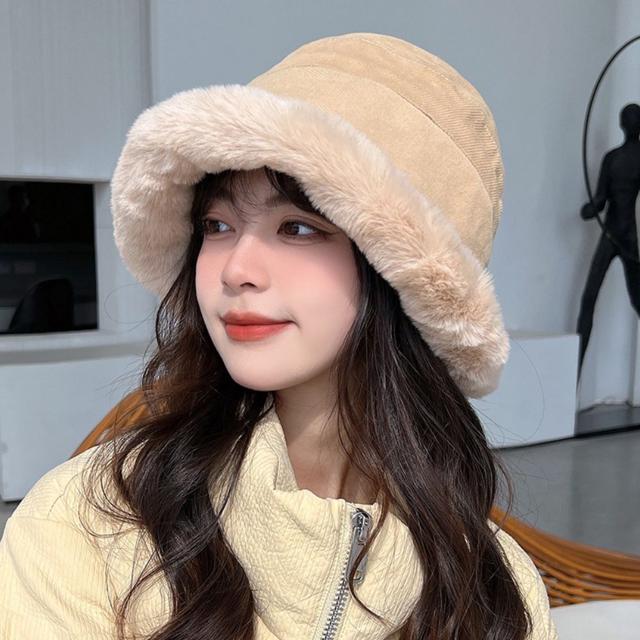 데일리 방한 벙거지 여자 겨울 털버킷햇 모자