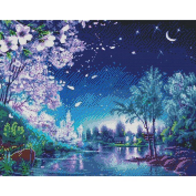 하모니아트 보석십자수 40x50 저녁 봄바람