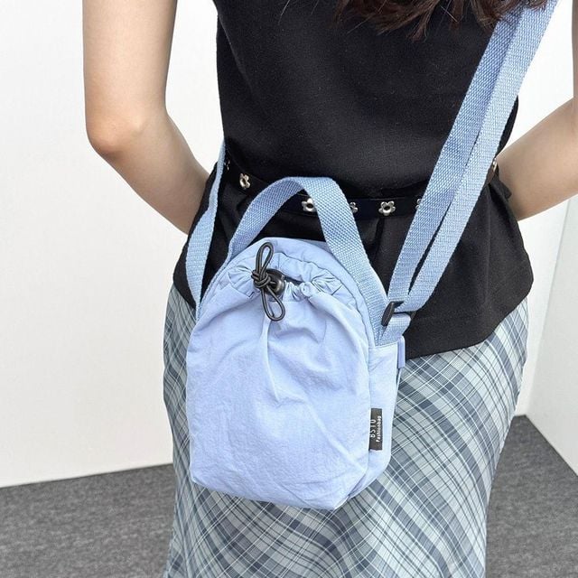 포켓 여친룩 크로스 조리 귀여운 미니 여성 면혼방