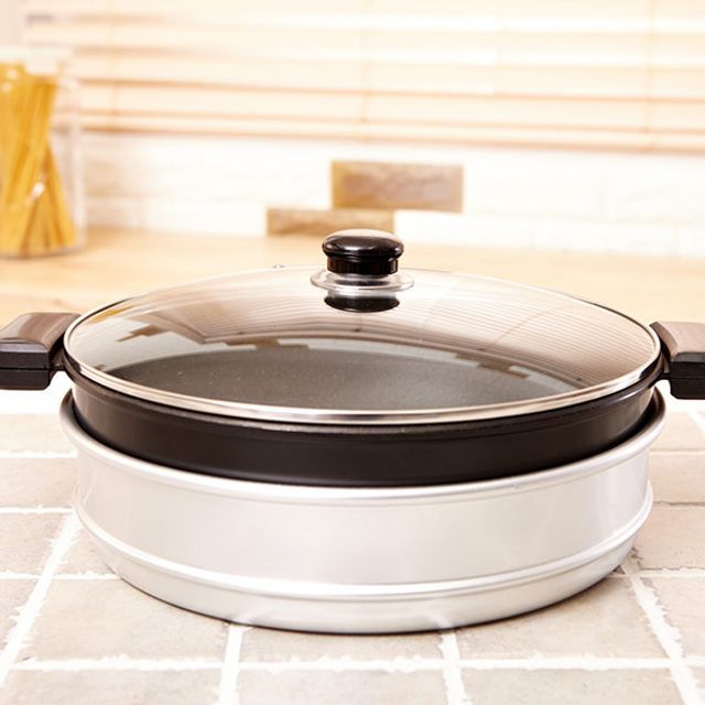 시루 솥 다용도 찜통 및 튀김팬 32cm 찜기 찜솥