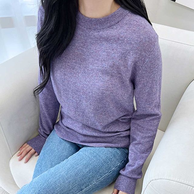 예쁜 가을 니트 라운드넥 여자 긴팔 캐시미어 데일리