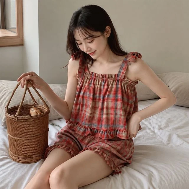 자몽샤벳 홈웨어 상하의 잠옷 여성 파자마 실내복