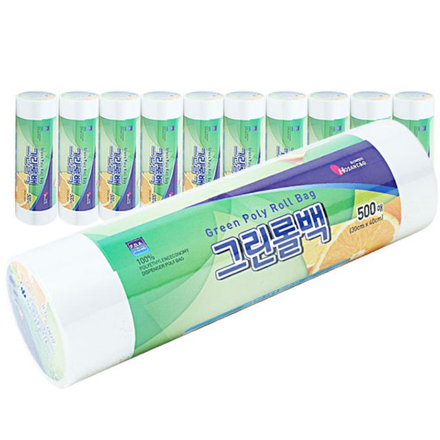 혜명몰 (BOX)그린롤백 30x40x500매_10개입 업소용롤백 비닐봉투 비닐팩 롤봉투 주방비닐팩
