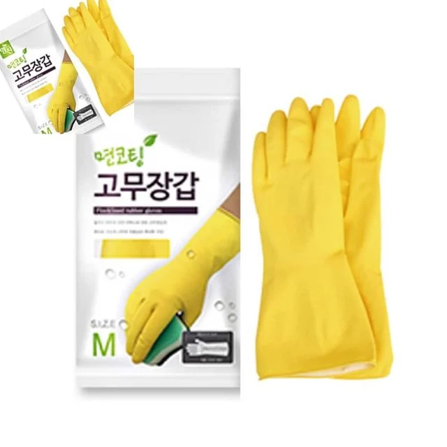 면코팅 고무장갑 M 습진방지고무장갑 주방고무장갑 주방장갑 설거지장갑