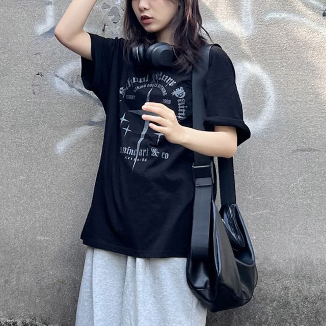 여성 데일리 스타 오버핏 반팔티 티셔츠 루즈핏 빅사이즈