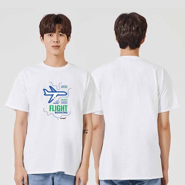 오직 비행기 항공권 예약 그래픽 캐주얼 반팔티
