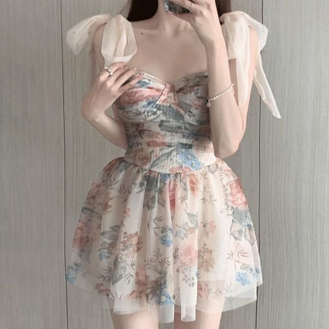 플레어 원피스 수영복 쉬폰 캡내장 호캉스 휴양지룩