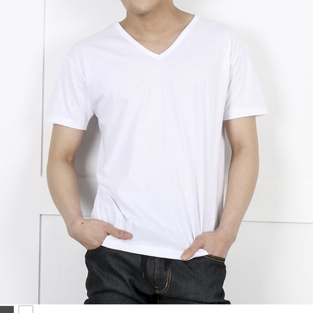 남성 반팔 면티셔츠, 기본 이너패션 가벼운 브이넥 티셔츠