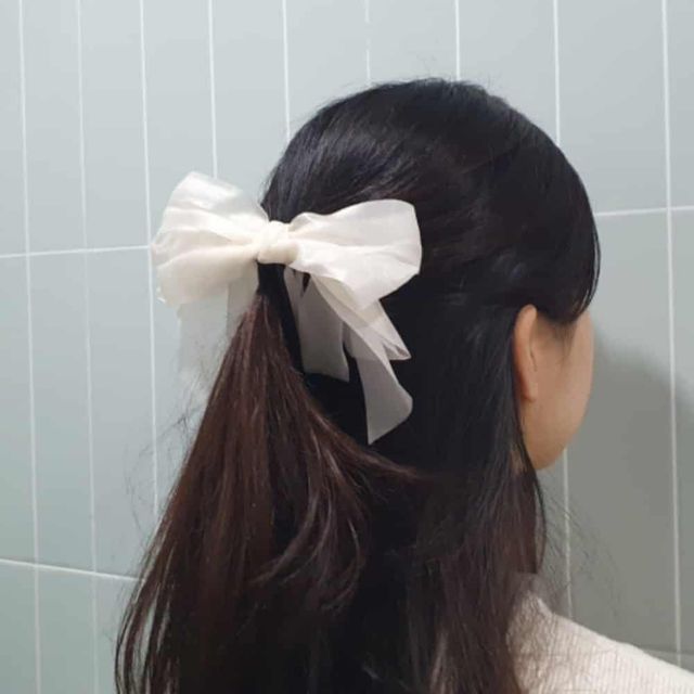 헤어 리본핀 (화이트) 왕리본머리핀 리본삔