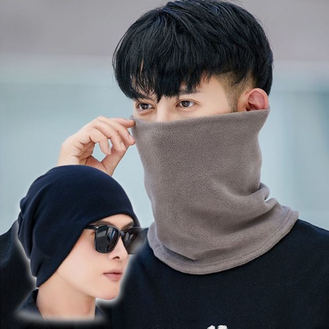 남성 2IN1 스트랩 비니 넥워머 1P 부드러운 목도리