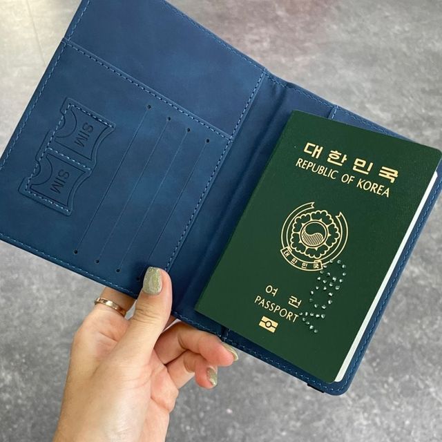 지갑 밴드형 RID차단 케이스 여권 블루