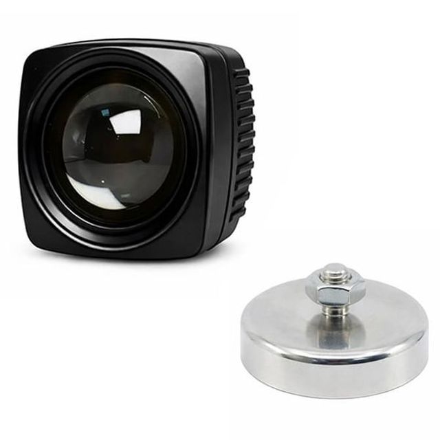 LED 작업등 작업차량 포인트램프 서치라이트 안전 보조등 레드 고정자석 실버 48mm