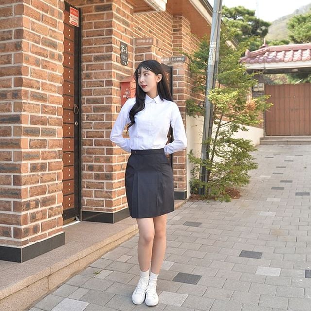 교복몰 라인이 예뻐보이는 네이비 주름치마 교복