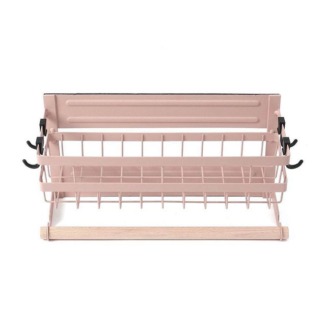 TBZ 자석 부착 냉장고 수납선반, 1단 핑크 16cm