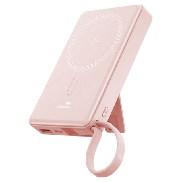 (액센) 맥세이프 보조배터리 거치형 고속보조배터리 BM113 핑크 10000mAh (1개입)