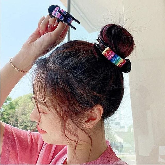 비즈집게핀 바나나핀 무지개 큐빅집게핀 올림머리