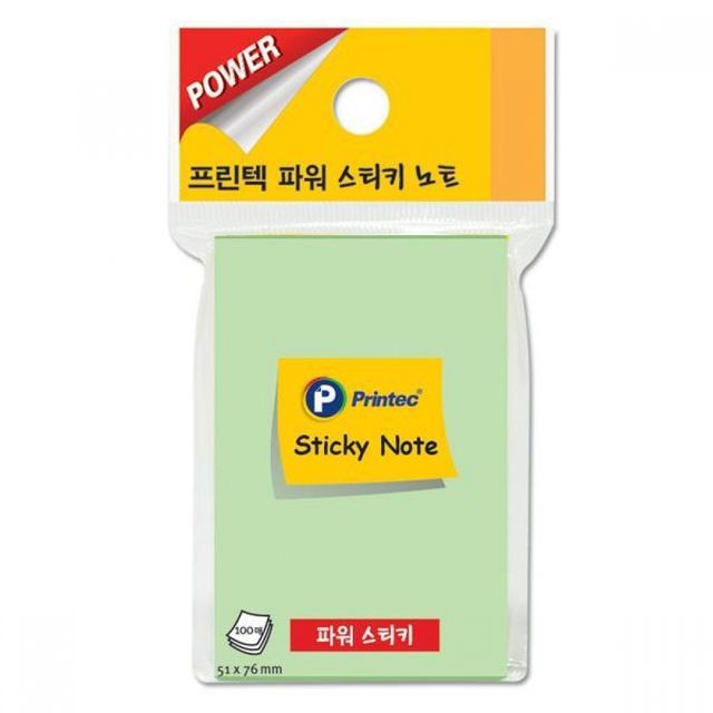 점착메모지 파워스티키노트 연두 100매 3개 사무용 메모지