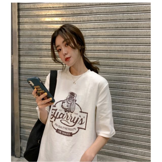 남녀공용 여름 반팔티 빈티지 면티 모자쓴강아지 편한