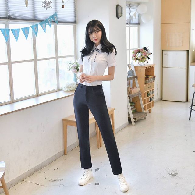 TBZ 교복몰 (하복)스판 네이비 교복바지(여자) 교복 학생