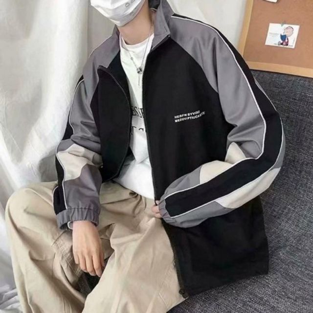 바람막이 자켓 라인 간절기 배색 여성