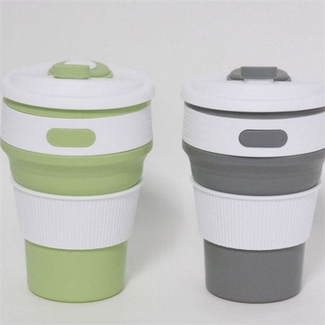 실리콘 접이식 텀블러 350ml 실리콘 휴대용 텀블러 직장인 밀폐형 사무실 야외용 자바라 캠핑용 등산용