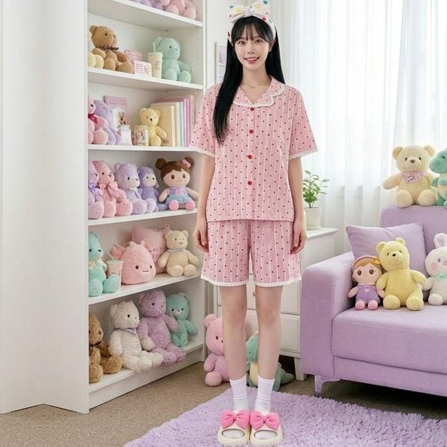 파자마 졸리별 잠옷 레이스 홈웨어 상하의 줄무늬 세트