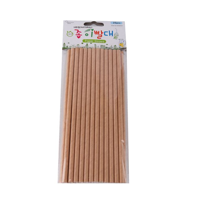 내츄럴 일회용종이빨대 25pcs 스트로