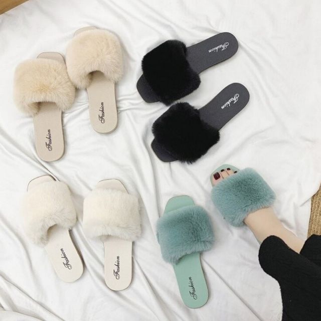 퍼 슬리퍼 털실내화 거실실내화 가정용 겨울슬리퍼 푹신한 쿠션 베이지 블랙
