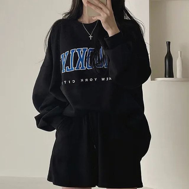 여성 3컬러 루즈핏 오버핏 레터링 긴팔 티셔츠